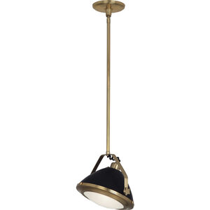 Apollo 1 Light 12 inch Antique Brass with Matte Black Pendant Ceiling Light
