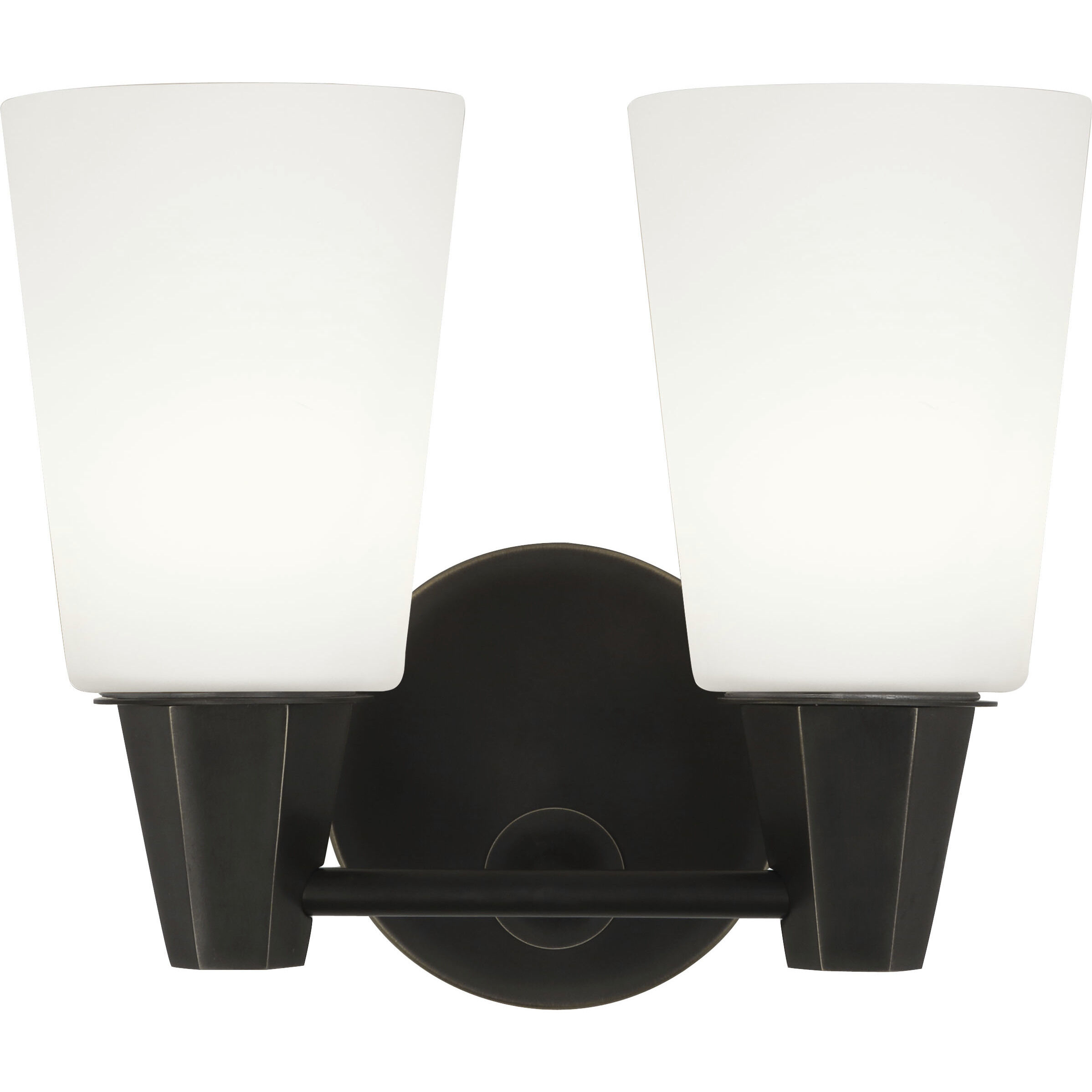 Wheatley 2 Light 11 inch Deep Patina Bronze Wall Sconce Wall Light in Cased White Glass