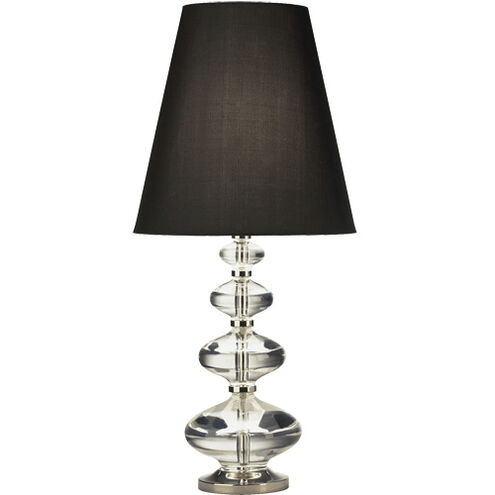 Jonathan Adler Claridge 25 inch 100 watt Lead Crystal with Polished Nickel Table Lamp Portable Light in Black Dupioni
