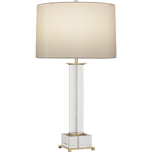 Williamsburg Finnie 31 inch 150 watt Modern Brass with Clear Lead Crystal Table Lamp Portable Light in Cloud Cream Silk