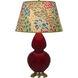 Double Gourd 31 inch 150.00 watt Sangria Glazed Ceramic with Antique Natural Brass Table Lamp Portable Light in Fall Floral