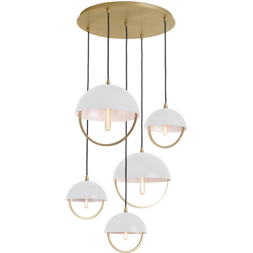 Mavisten Edition Copernica LED 30 inch Lacquered Burnished Brass Pendant Ceiling Light in White