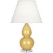 Small Double Gourd 22 inch 150.00 watt Jungle Glazed Ceramic with Lucite Base Accent Lamp Portable Light in Plum with Lavender