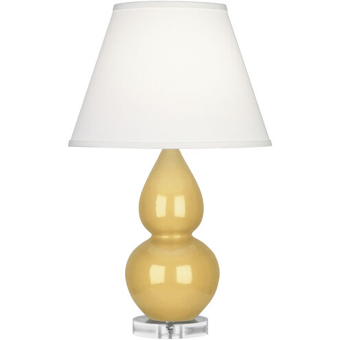Small Double Gourd 22 inch 150.00 watt Jungle Glazed Ceramic with Lucite Base Accent Lamp Portable Light in Plum with Lavender