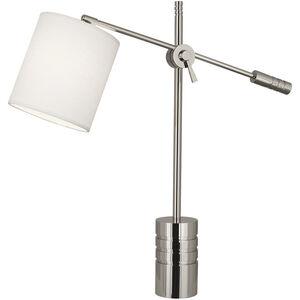 Robert Abbey Campbell 27 inch 100.00 watt Polished Nickel Table Lamp Portable Light in Oyster Linen S291 - Open Box