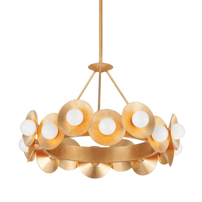 Emerald 16 Light 32 inch Vintage Gold Leaf Chandelier Ceiling Light