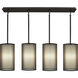 Saturnia 4 Light 8 inch Deep Patina Bronze Chandelier Ceiling Light in Bronze Transparent With Ascot White