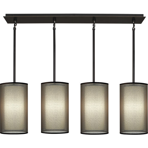 Saturnia 4 Light 8 inch Deep Patina Bronze Chandelier Ceiling Light in Bronze Transparent With Ascot White