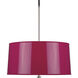Penelope 3 Light 15 inch Polished Nickel Pendant Ceiling Light in Fuchsia Ceramik With Silver Mylar