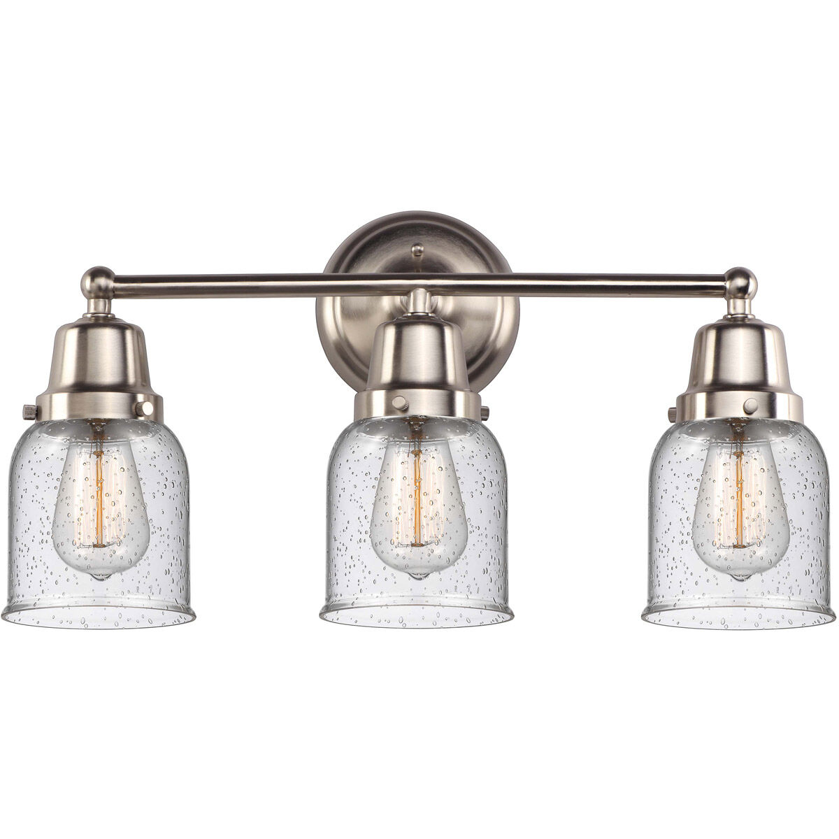 Aditi Small Bell 3 Light 21 inch Brushed Satin Nickel Bath Vanity Light Wall Light, Aditi