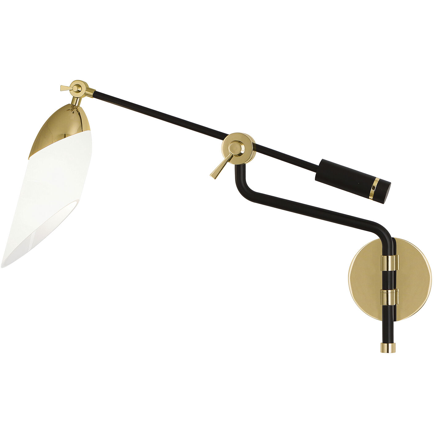 Ferdinand 13 inch 60.00 watt Matte Black Painted / Modern Brass Wall Swinger Wall Light