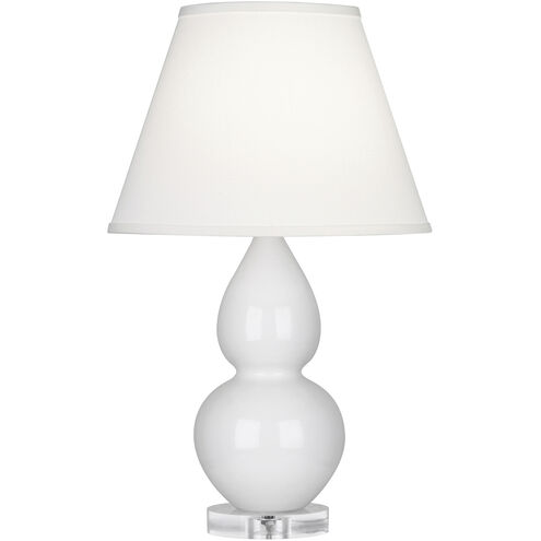 Small Double Gourd 22 inch 150.00 watt Lily Glazed Ceramic with Lucite Base Accent Lamp Portable Light in Pearl Dupioni