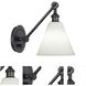 Alloy 20.25 inch 60 watt Deep Patina Bronze Swing Arm Wall Sconce Wall Light in Cased White Glass