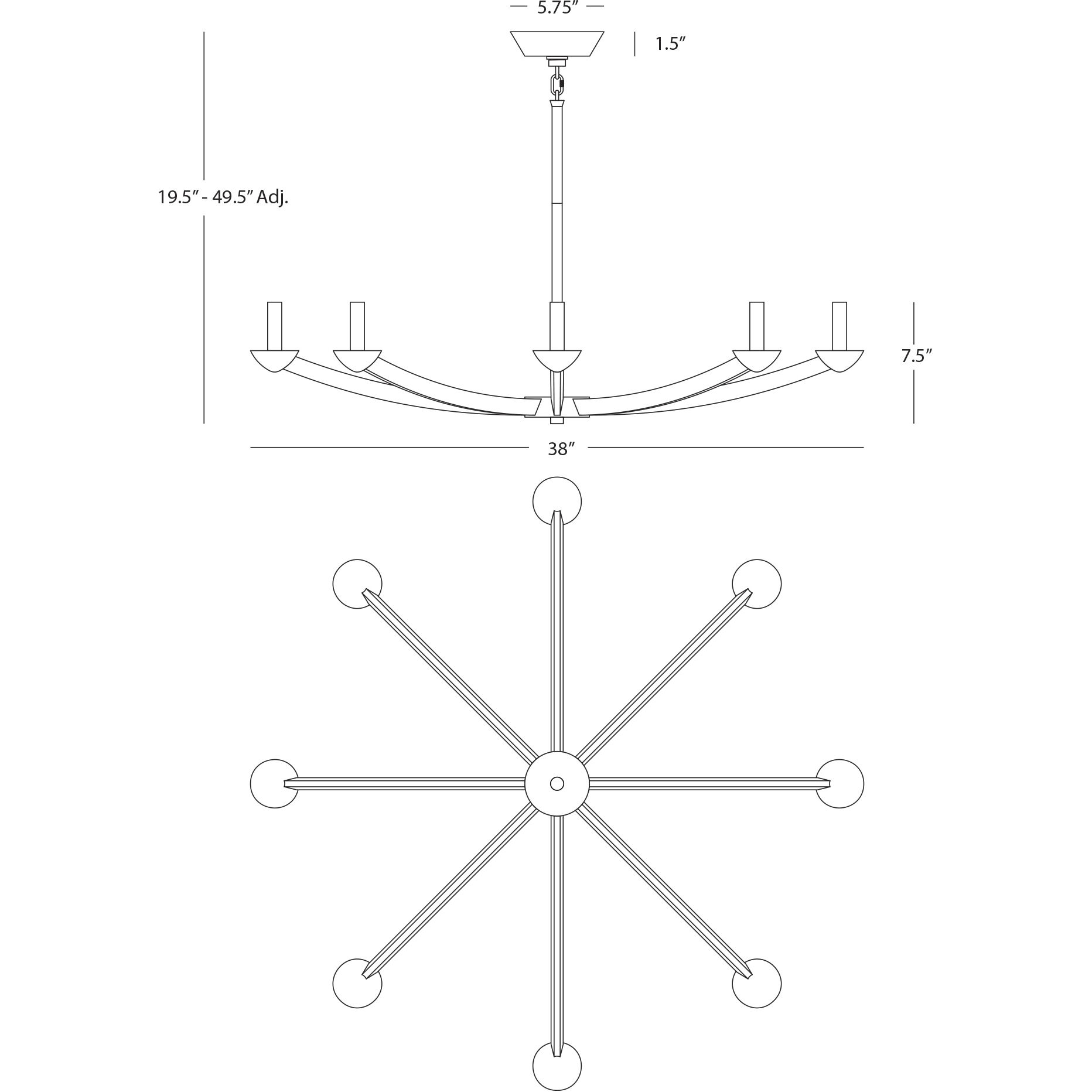 Goldie 8 Light 38 inch Lacquered Burnished Brass Chandelier Ceiling Light