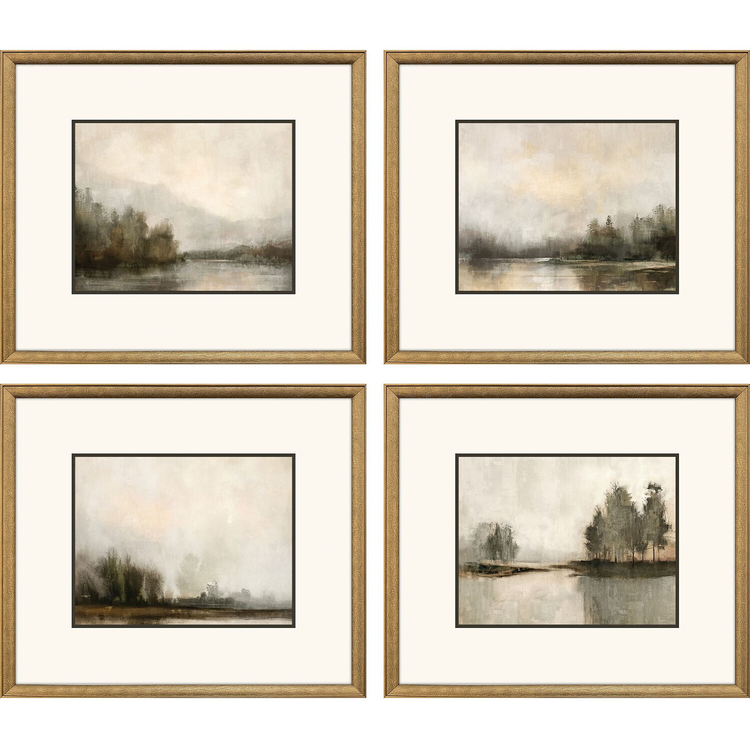 Muted Horizons Gray and Brown and Multi and Neutral Framed Art