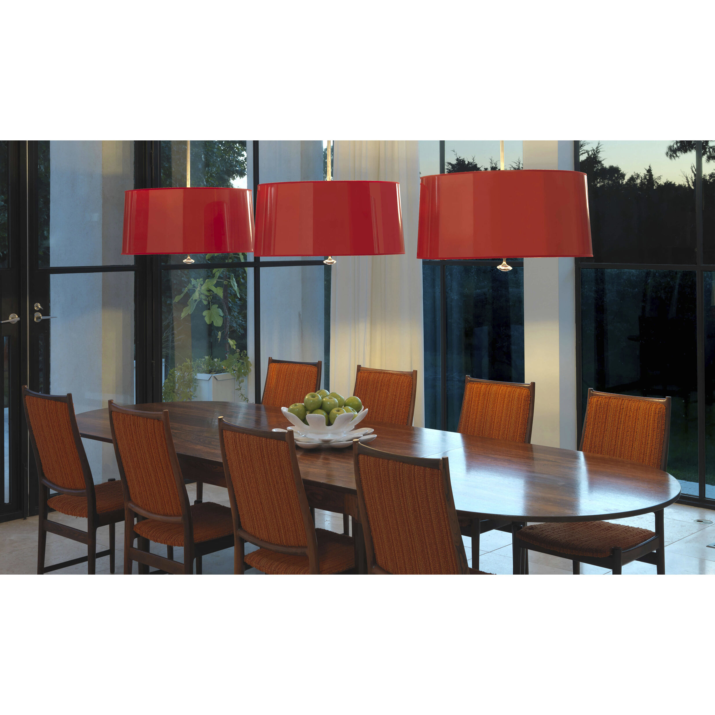 Penelope 3 Light 13.25 inch Polished Nickel Pendant Ceiling Light in Red Ceramik With Silver Mylar