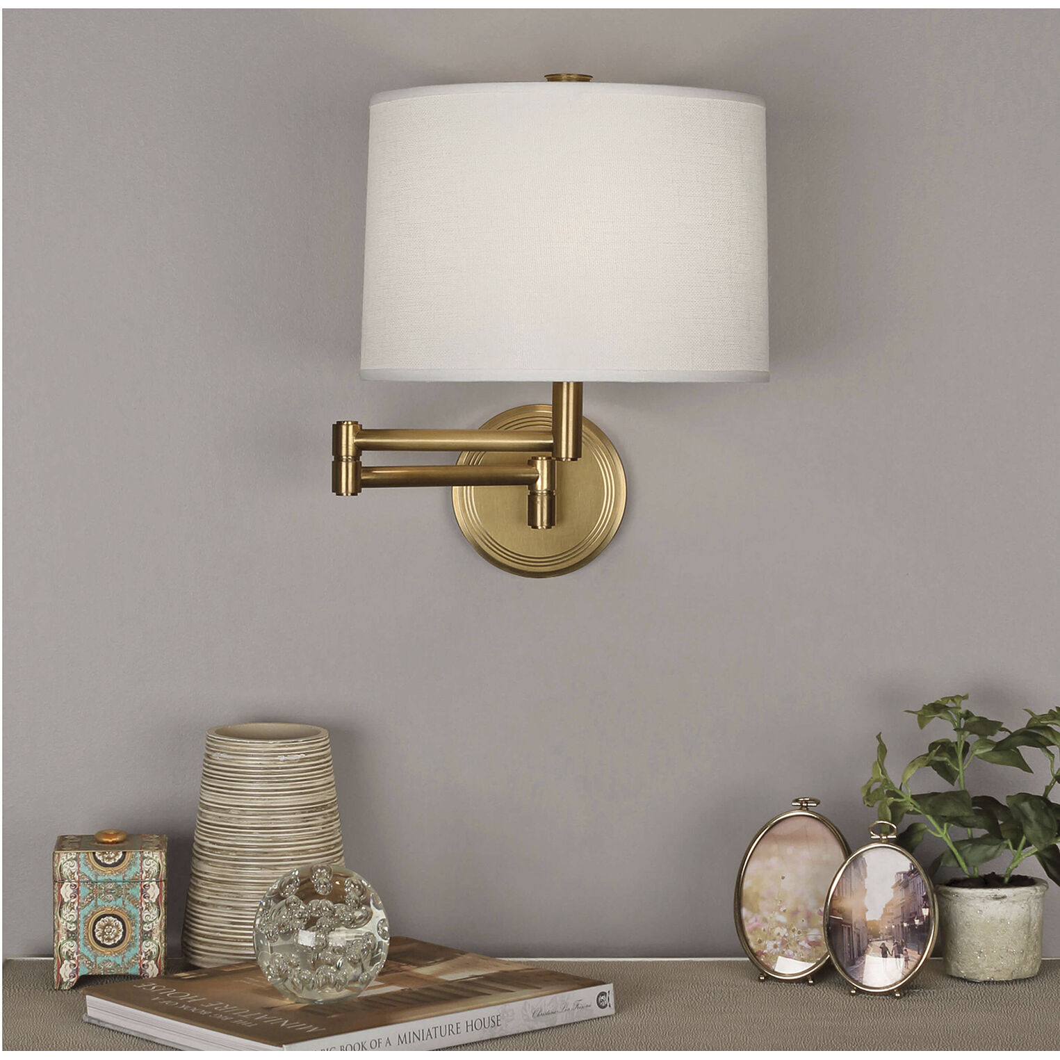Sofia 11.5 inch 100.00 watt Antique Brass Wall Swinger Wall Light
