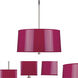 Penelope 3 Light 13.25 inch Polished Nickel Pendant Ceiling Light in Fuchsia Ceramik With Silver Mylar