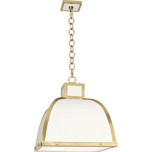 Ranger 3 Light 17.5 inch Gloss White Pendant Ceiling Light in Modern Brass