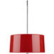 Penelope 3 Light 15 inch Polished Nickel Pendant Ceiling Light in Red Ceramik With Silver Mylar