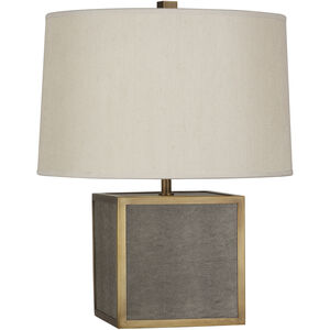 Anna 20 inch 150 watt Faux Brown Snakeskin with Aged Brass Accent Lamp Portable Light in Taupe Dupioni, Aged Brass Accents