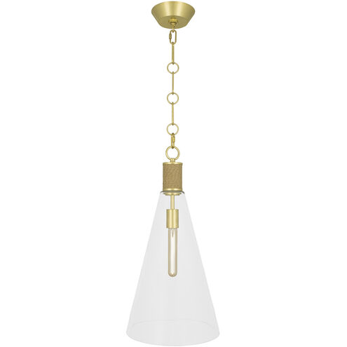 Hatteras LED 11.75 inch Natural Rope with Modern Brass Pendant Ceiling Light