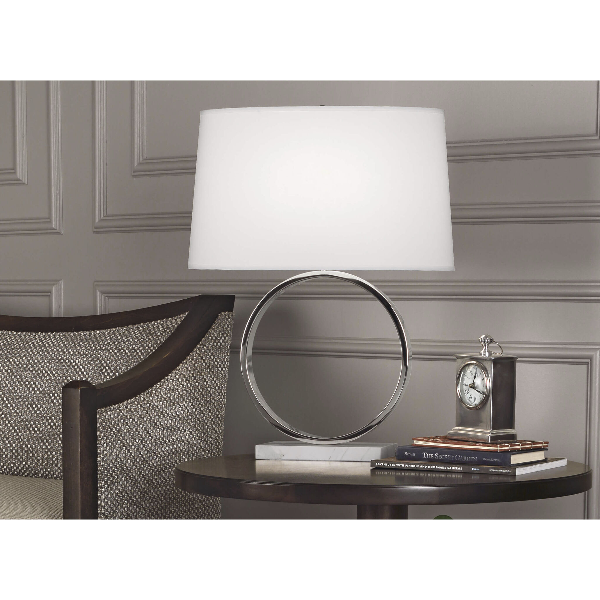 Logan 24.5 inch 150 watt Polished Nickel Table Lamp Portable Light in Ascot White