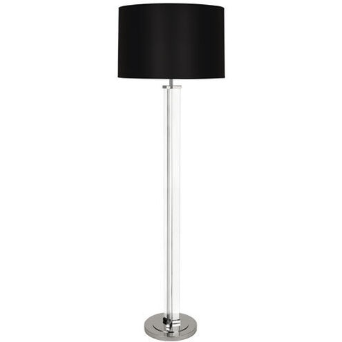 Fineas 65 inch 150 watt Clear Glass with Polished Nickel Floor Lamp Portable Light in Black With White