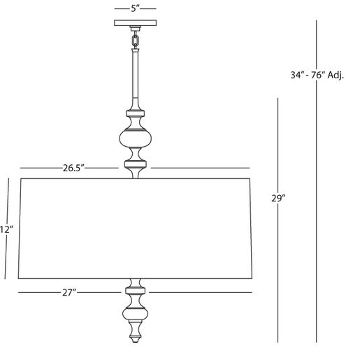Arthur 3 Light 27 inch Polished Nickel Pendant Ceiling Light
