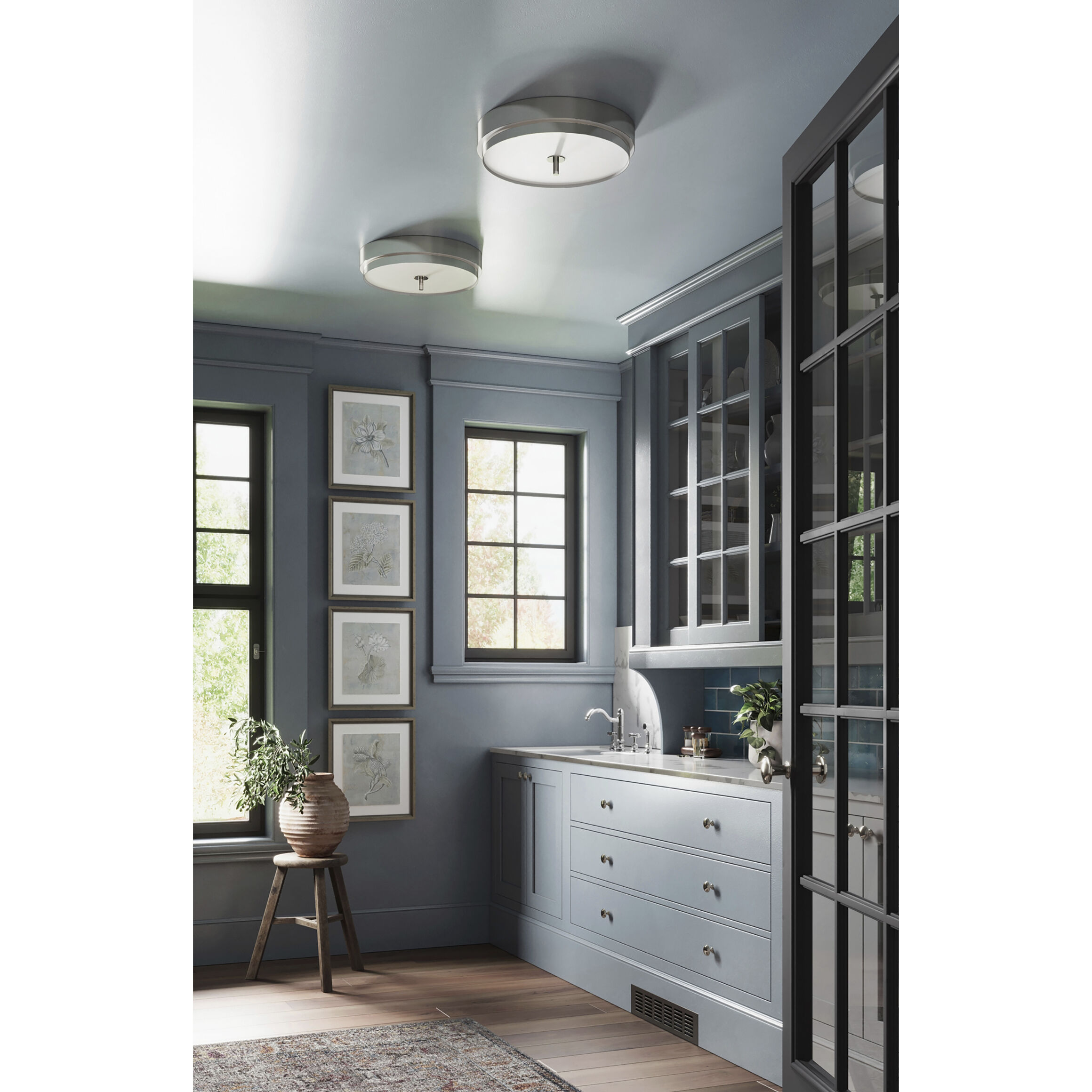 Elliott LED 16 inch Polished Nickel Flush Mount Ceiling Light