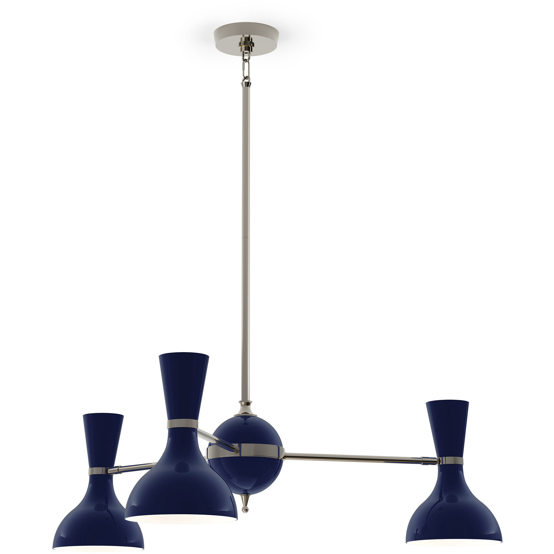 Clare 3 Light 27.75 inch Polished Nickel Chandelier Ceiling Light in Midnight Blue