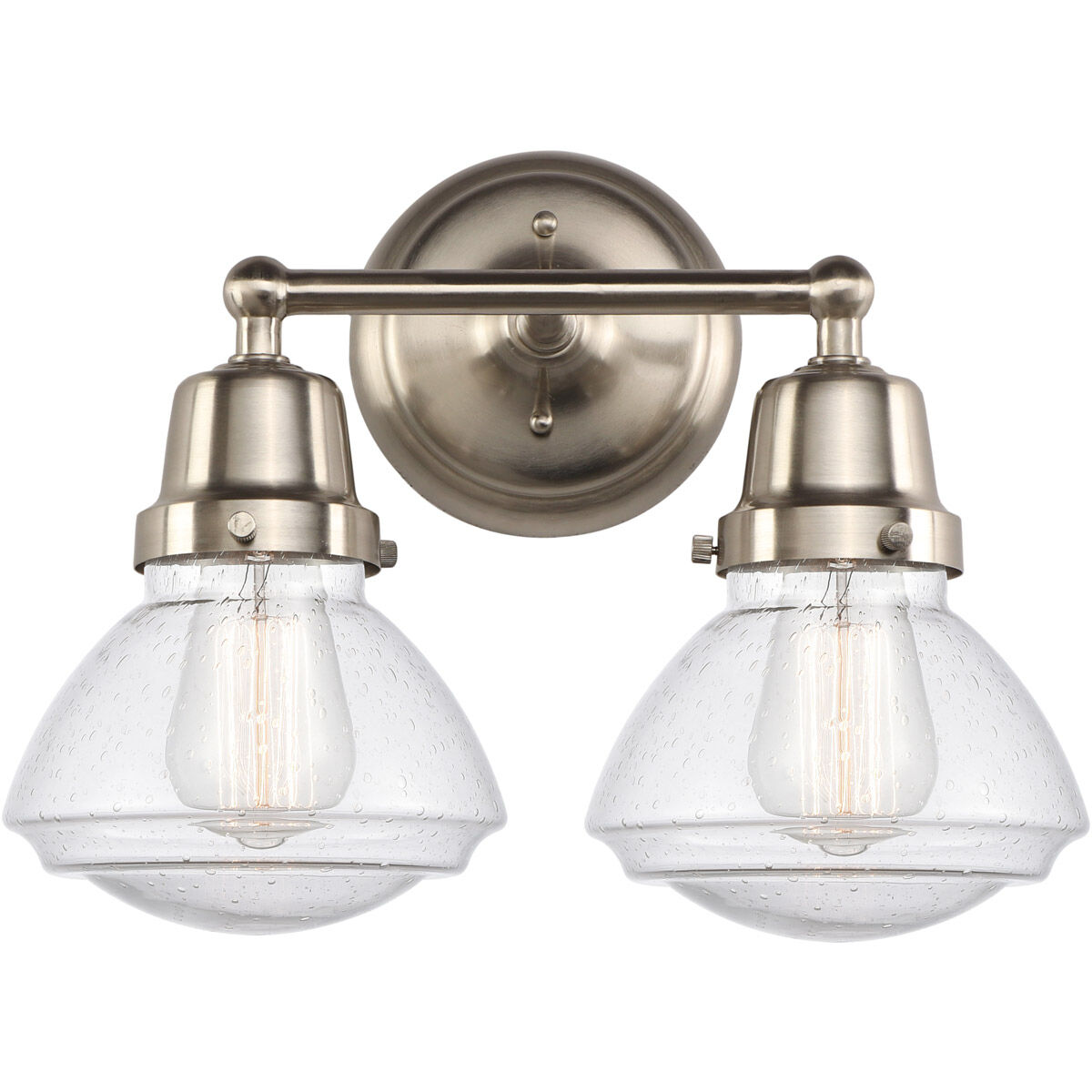 Aditi Olean 2 Light 14.75 inch Brushed Satin Nickel Bath Vanity Light Wall Light, Aditi