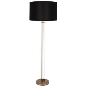Fineas 65 inch 150 watt Clear Glass with Aged Brass Floor Lamp Portable Light in Black With White
