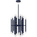 Kane 30 Light 17.75 inch Matte Midnight Blue with Polished Nickel Chandelier Ceiling Light