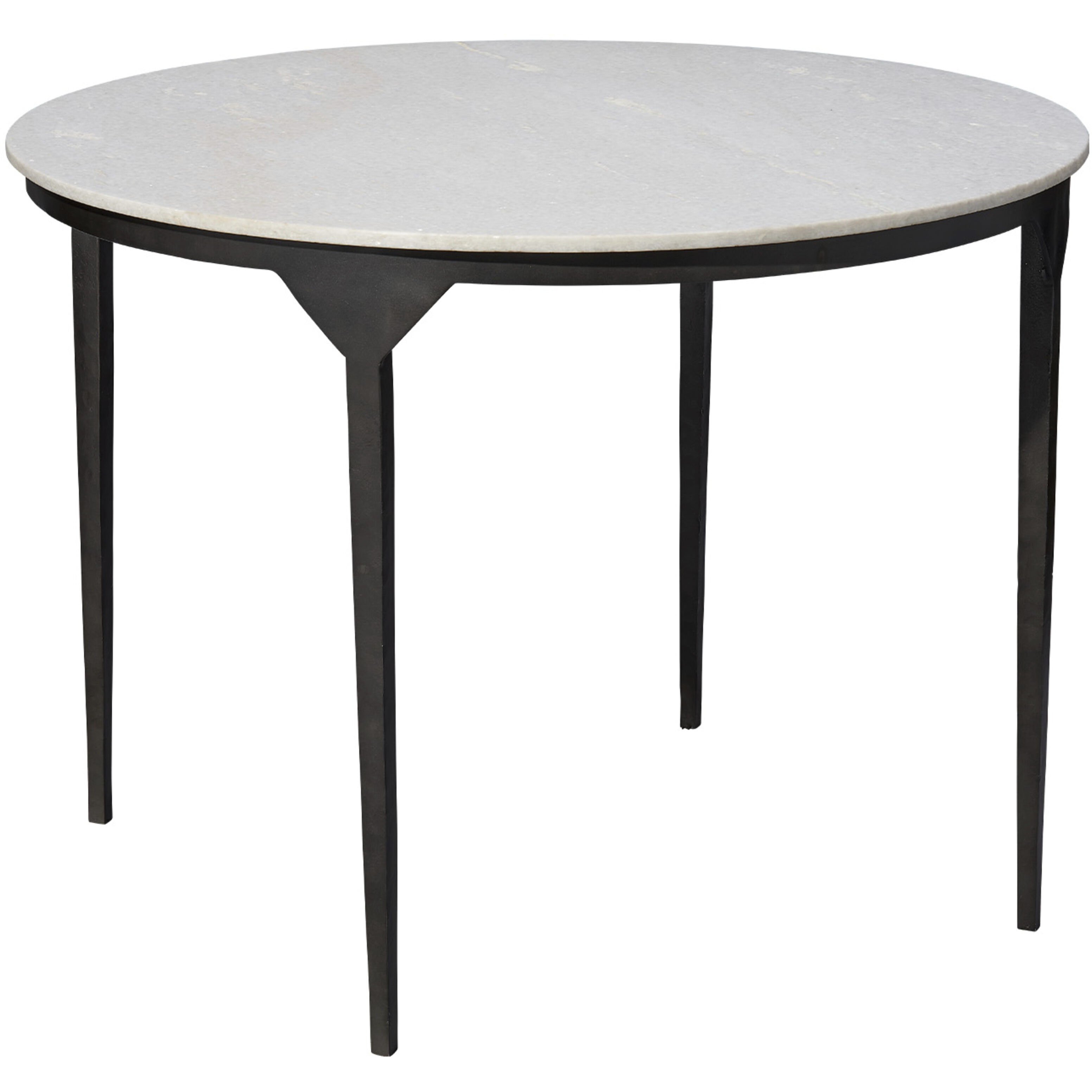 Dante 40 X 30 inch White Marble and Black Metal Dining Table