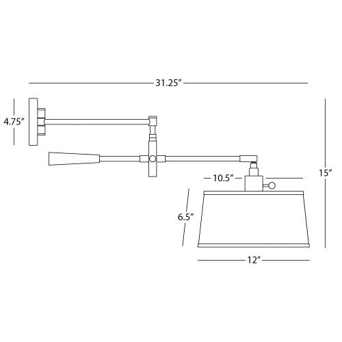 Real Simple 31.25 inch 60.00 watt Dark Bronze Powder Coat Wall Swinger Wall Light