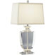 Artemis 21 inch 60 watt Clear Crystal with Silver Plate Accent Lamp Portable Light in Off-White Dupioni