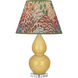 Small Double Gourd 22 inch 150.00 watt Sunset Yellow Glazed Ceramic with Lucite Base Accent Lamp Portable Light in Fall Floral