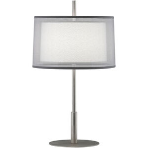 Saturnia 23 inch 60 watt Stainless Steel Accent Lamp Portable Light in Silver Transparent With Ascot White