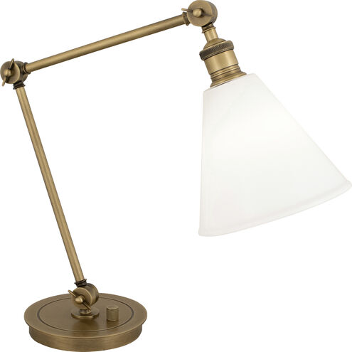 Alloy 10.25 inch 60.00 watt Warm Brass Table Lamp Portable Light in Cased White Glass