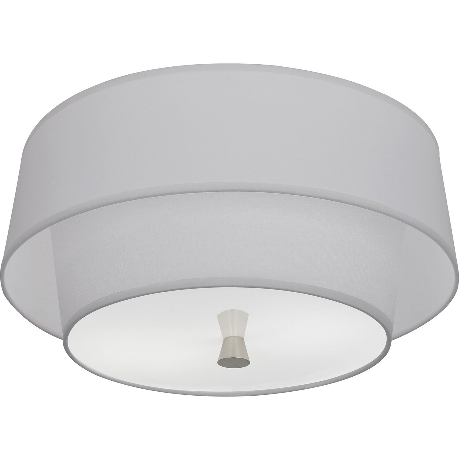 Decker 2 Light 17 inch Polished Nickel Flushmount Ceiling Light in Pearl Gray