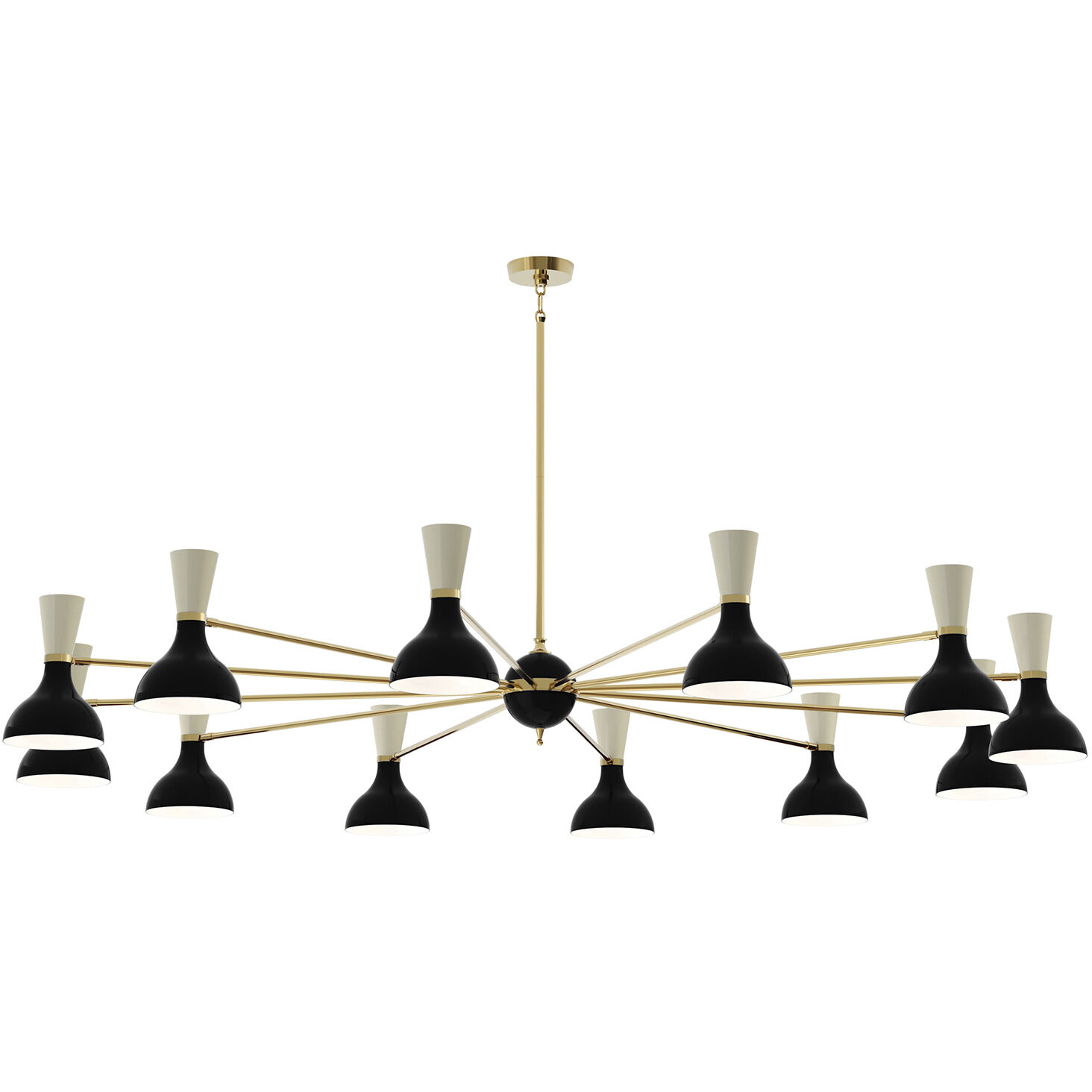 Clare LED 76 inch Modern Brass Chandelier Ceiling Light in Obsidian and Bone