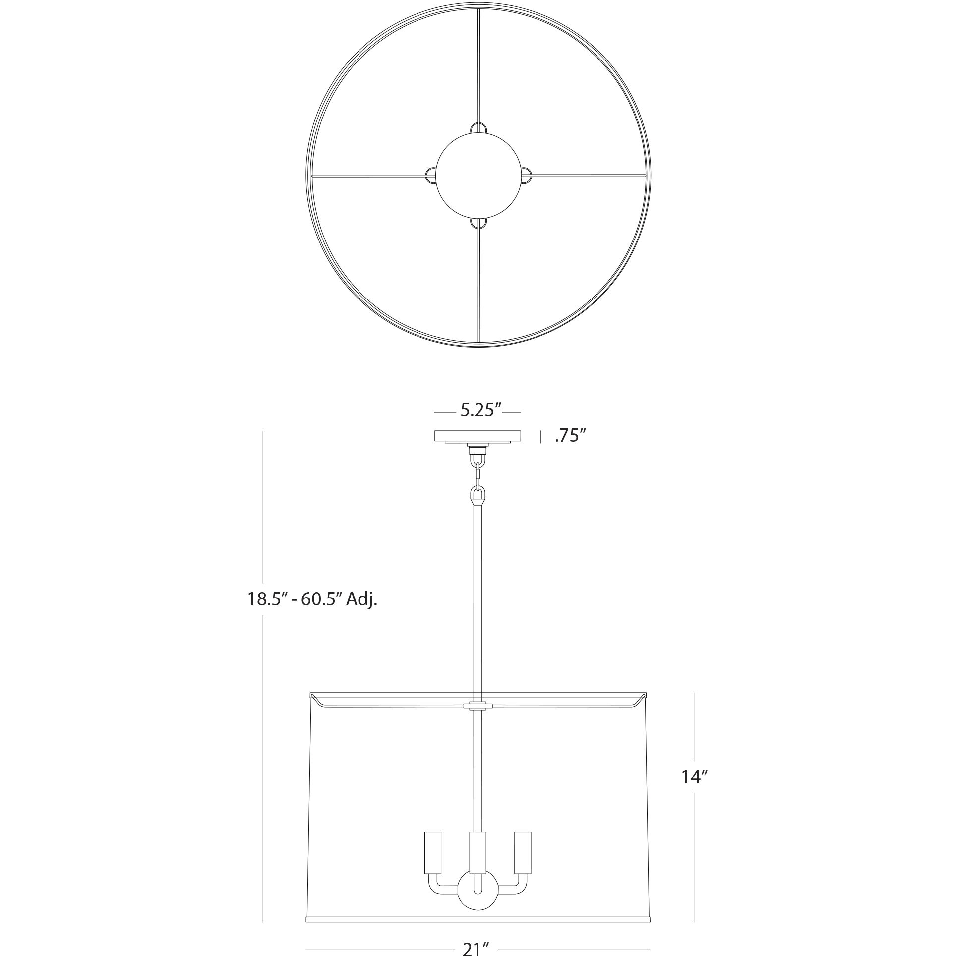 Jack 4 Light 21 inch Modern Brass Pendant Ceiling Light in Shannon Oyster Fabric