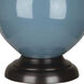 Double Gourd 31 inch 150 watt Steel Blue Glazed Ceramic with Deep Patina Bronze Table Lamp Portable Light in Pearl Dupioni