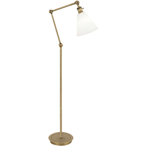 Alloy 10.75 inch 60.00 watt Warm Brass Floor Lamp Portable Light in Cased White Glass