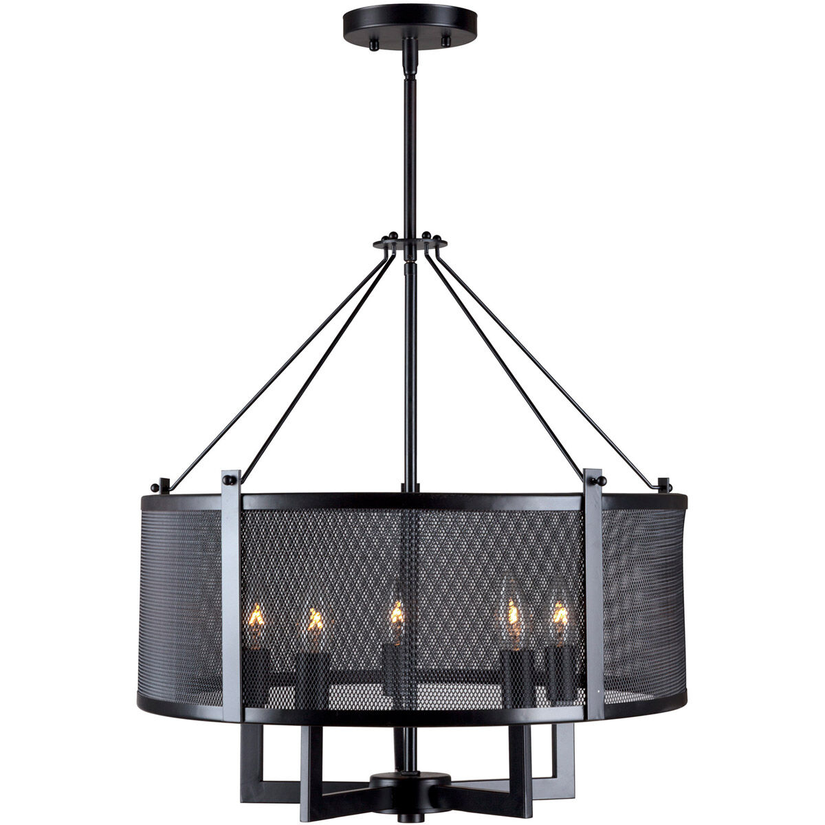 Foley 5 Light 20.25 inch Black Mesh Drum Shade Pendant Ceiling Light