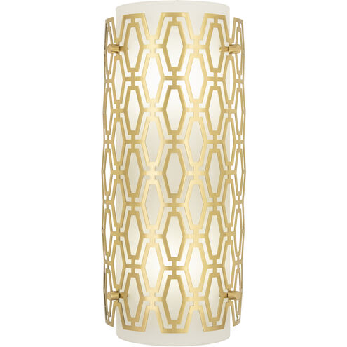 Marcel Wall Sconce Wall Light in Modern Brass, Frosted Cased White Glass, Geometric Framing