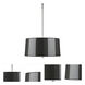 Penelope 3 Light 13.25 inch Polished Nickel Pendant Ceiling Light in Black Ceramik With Silver Mylar