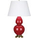 Double Gourd 31 inch 150.00 watt Ruby Red Table Lamp Portable Light in Antique Brass, Pearl Dupioni