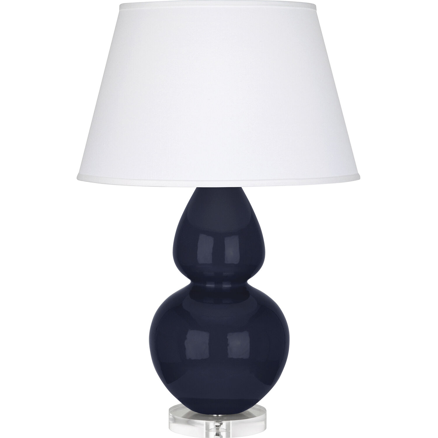 Double Gourd 30 inch 150 watt Midnight Blue Glazed Ceramic with Lucite Base Table Lamp Portable Light in Pearl Dupioni